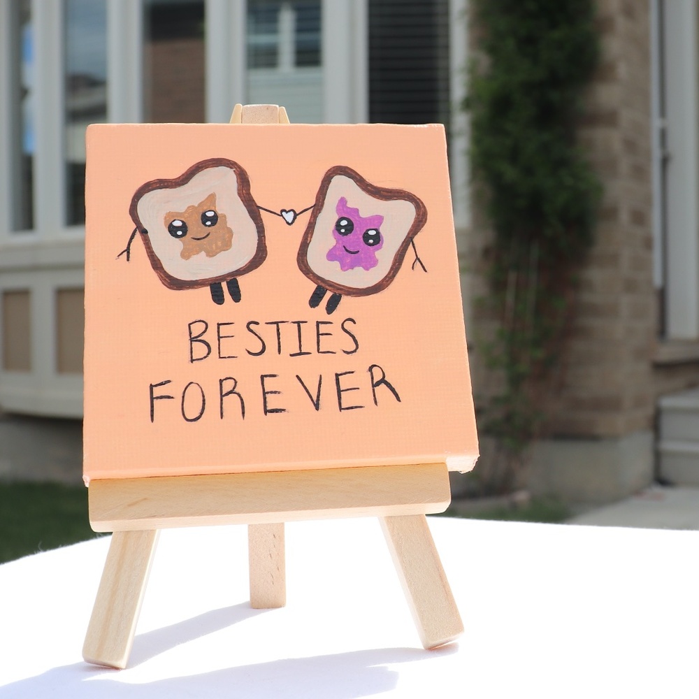 Handmade 3x3inch Mini Canvas, and free wood easel - Picture 2 of 4